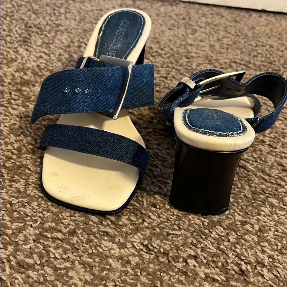 Denim Heeled Sandals